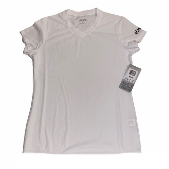 Asics Ready Set V-Neck‎ Short Sleeve Tee Womens X-Small NWT WE1000-01 - Picture 1 of 7